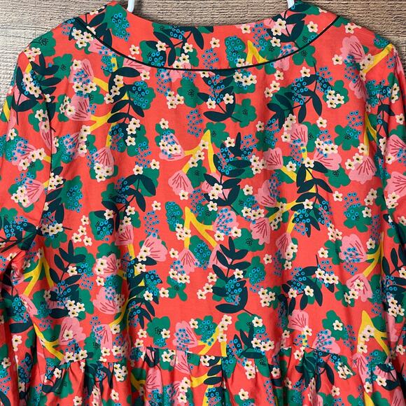NEW Emily Lovelock Button Front Long Sleeve Dress Floral Cactus Size Large 8 10 - Picture 10 of 11